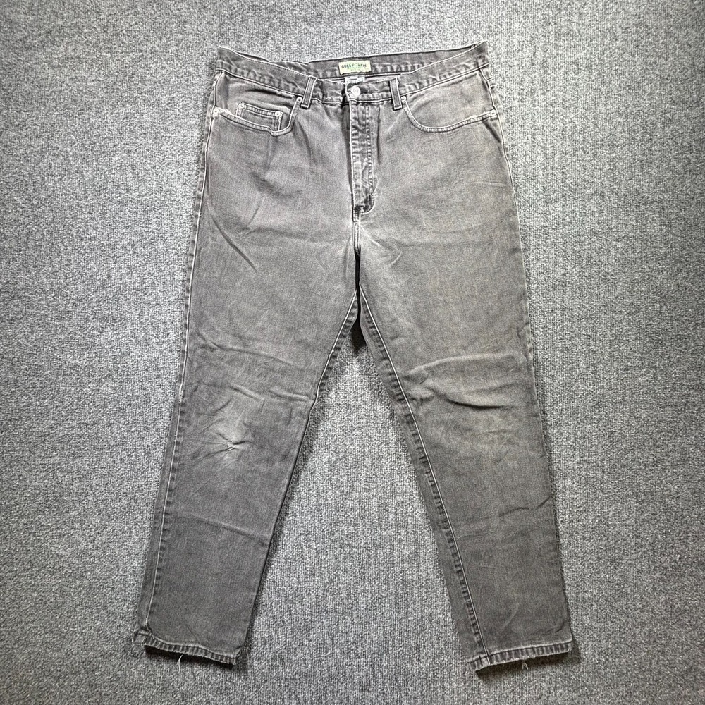 Vintage Guess Jeans Mens 38x32 Faded Black Acid Wash Tapered Leg USA Made